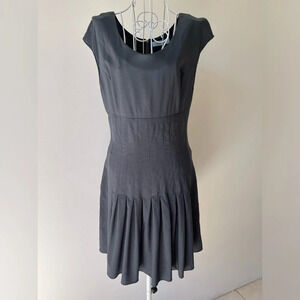 Geren Ford A Line olive Green Dress Pleated Skirt wool blend back zipper size M